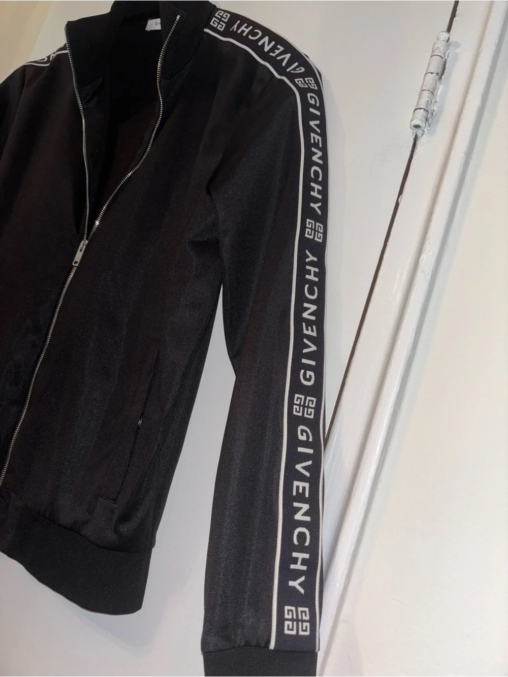 Givenchy Black Zip-Up Track Jacket with Logo Tape
